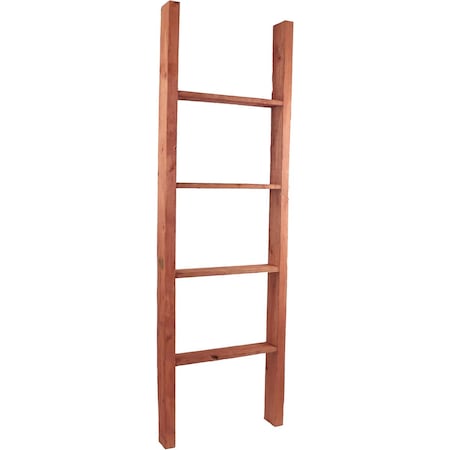 19W X 60H X 3 1/2D Vintage Farmhouse 4 Rung Ladder, Barnwood Decor Collection, Salvage Red